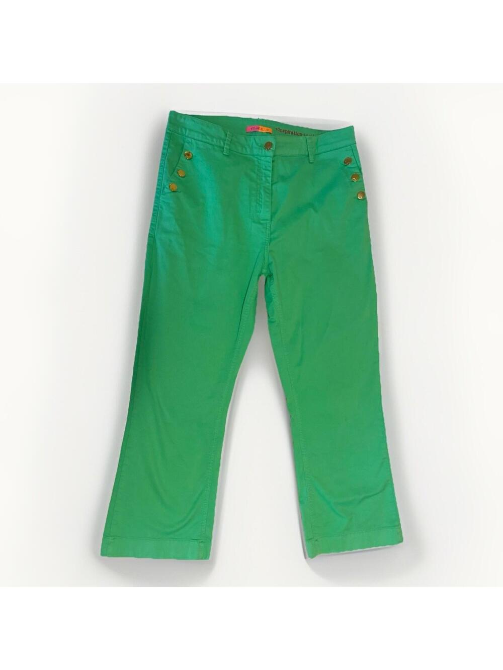 Vilagallo Made in Spain WMS Green Front Zip, Riveted Button Pockets EU 46 34wx26